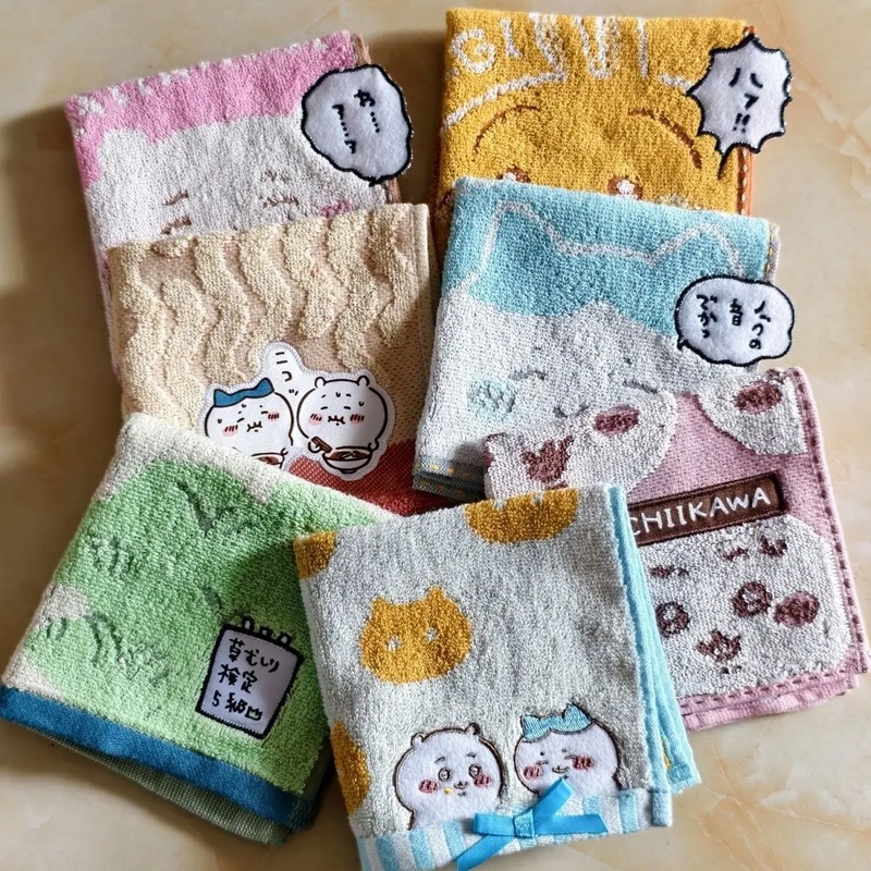 Home Textiles Face Towel - Chiikawa Pamuklu Küçük El Havlusu, Sevimli