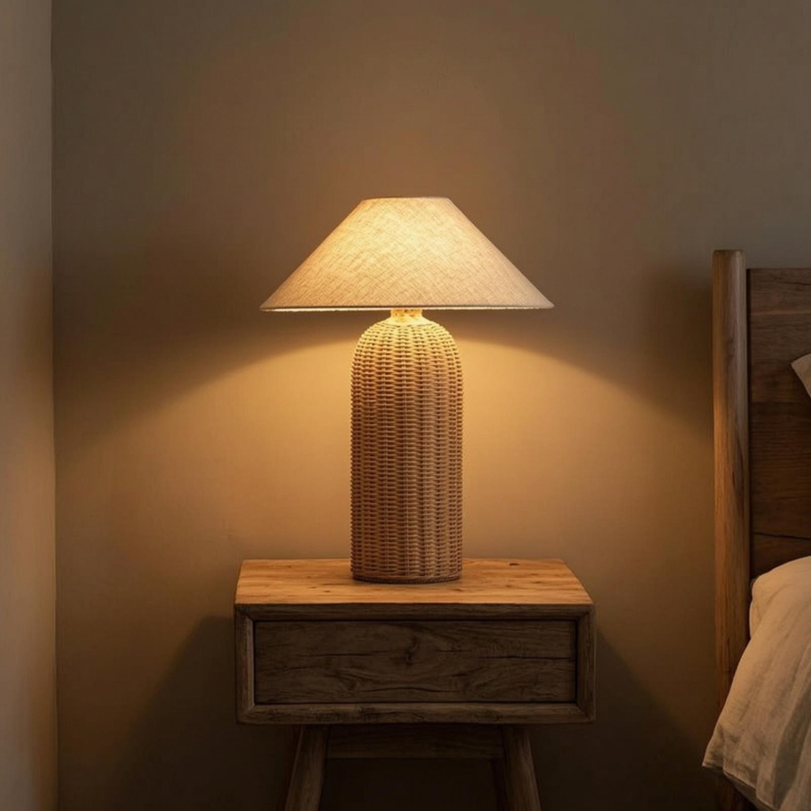 Home Textile - Yatak Başı Lambası Rattan Tabanlı Kumaş