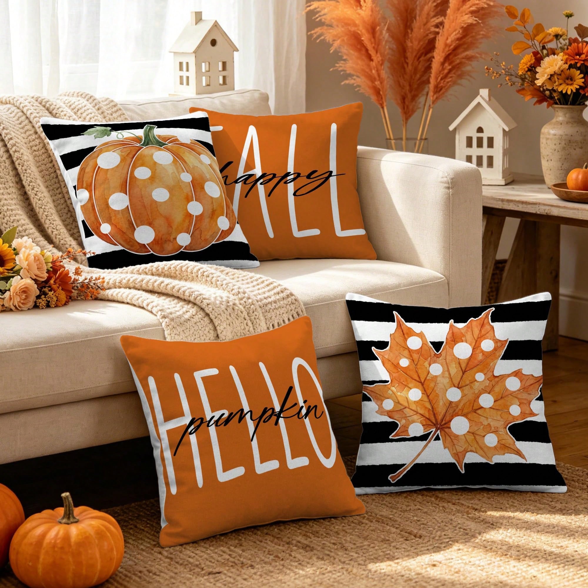 4 Adet Sonbahar Temalı Yastık  - Pillow Insert 18X18 incelemesi ve fiyatı