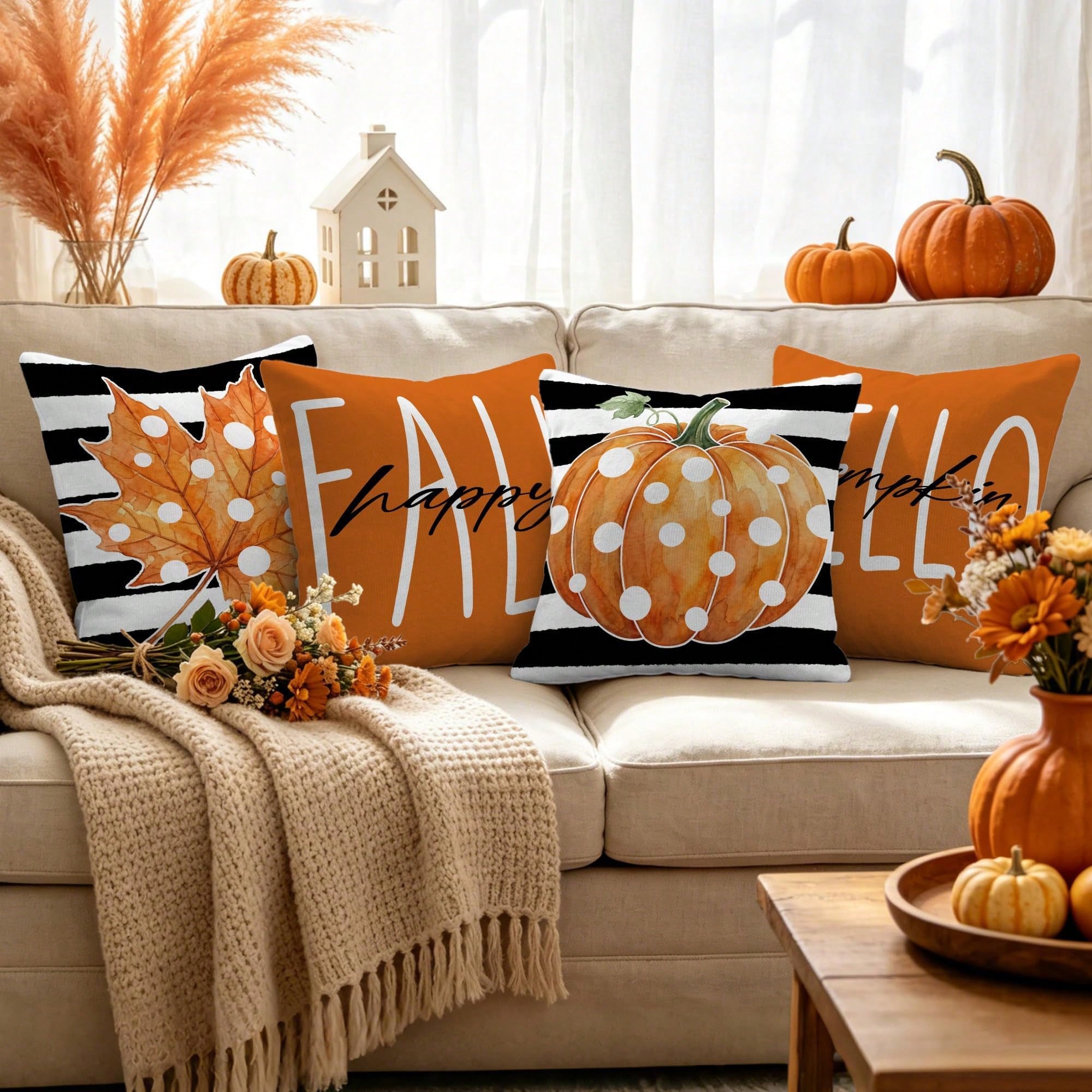 4 Adet Sonbahar Temalı Yastık  - Pillow Insert 18X18 incelemesi ve fiyatı