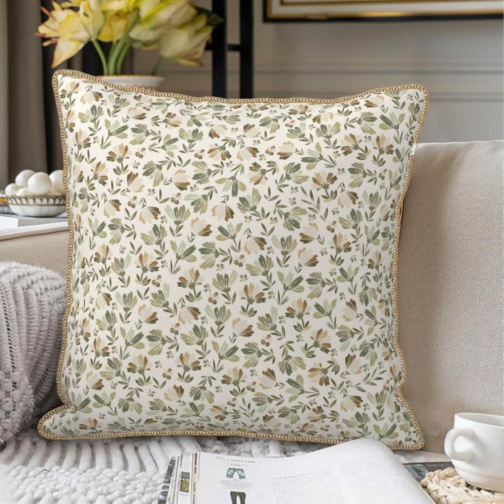 Adaçayı Yeşili-Bej-Çiçek Desen - Pillow Insert 18X18 incelemesi ve fiyatı